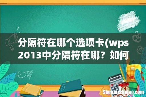 wps2013中分隔符在哪?如何从某一页起开始编写页码? 分隔符在哪个选项卡