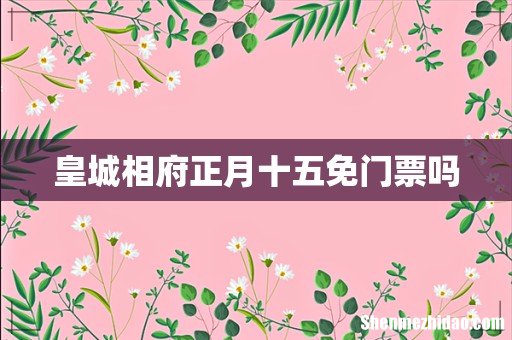 皇城相府正月十五免门票吗