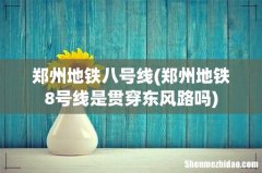 郑州地铁8号线是贯穿东风路吗 郑州地铁八号线