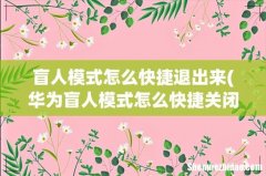 华为盲人模式怎么快捷关闭 盲人模式怎么快捷退出来