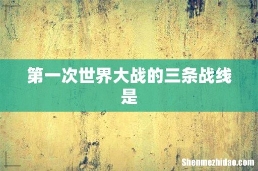第一次世界大战的三条战线是