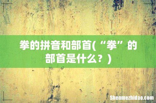 “拳”的部首是什么? 拳的拼音和部首