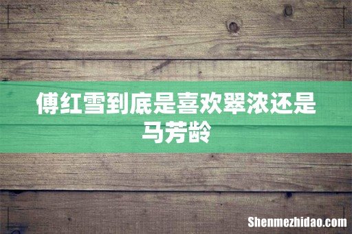 傅红雪到底是喜欢翠浓还是马芳龄