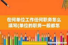 单位的职务一般都怎么填 在何单位工作任何职务怎么填写