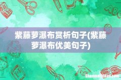 紫藤萝瀑布优美句子 紫藤萝瀑布赏析句子