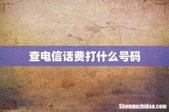 查电信话费打什么号码