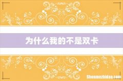 为什么我的不是双卡