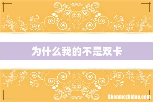 为什么我的不是双卡
