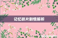 记忆碎片剧情解析