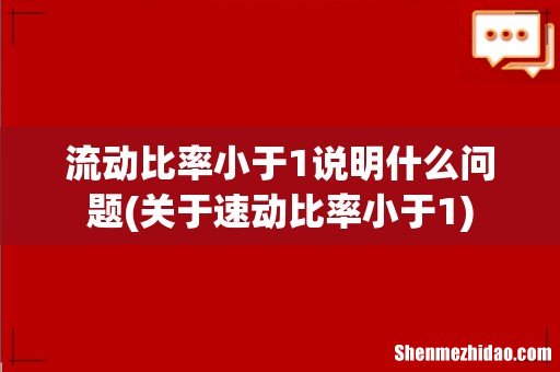 关于速动比率小于1 流动比率小于1说明什么问题