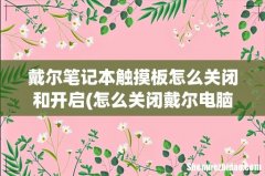 怎么关闭戴尔电脑的触摸板 戴尔笔记本触摸板怎么关闭和开启