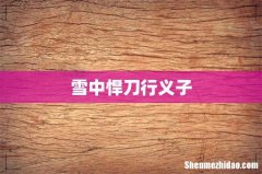 雪中悍刀行义子