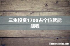 三生投资1700占个位就能赚钱