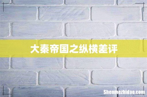 大秦帝国之纵横差评