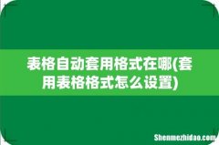 套用表格格式怎么设置 表格自动套用格式在哪