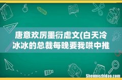 白天冷冰冰的总裁每晚要我哄中推荐书有哪些 唐意欢厉墨衍虐文