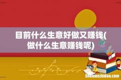 做什么生意赚钱呢 目前什么生意好做又赚钱