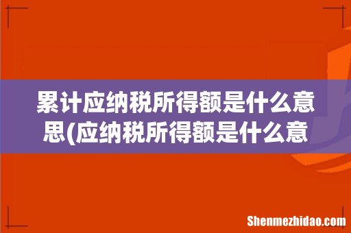 应纳税所得额是什么意思 给大家解释一下 累计应纳税所得额是什么意思