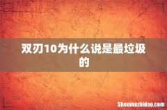 双刃10为什么说是最垃圾的