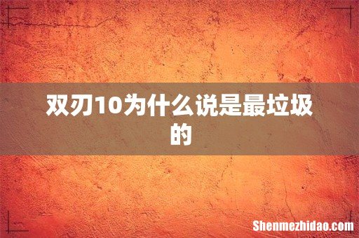双刃10为什么说是最垃圾的