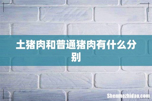 土猪肉和普通猪肉有什么分别