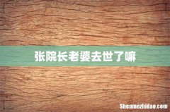 张院长老婆去世了嘛