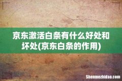 京东白条的作用 京东激活白条有什么好处和坏处