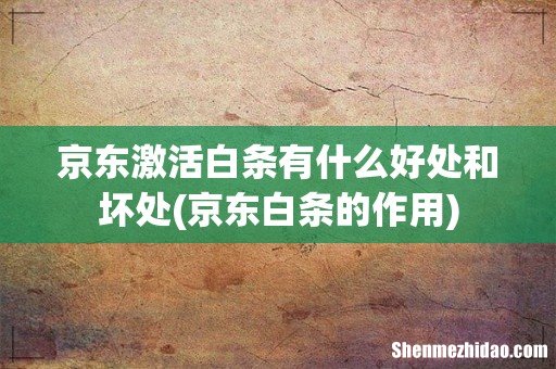 京东白条的作用 京东激活白条有什么好处和坏处
