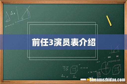前任3演员表介绍