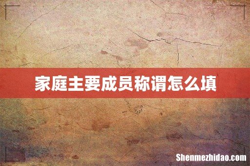 家庭主要成员称谓怎么填