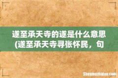 遂至承天寺寻张怀民，句中的遂与寻各有什么深意 遂至承天寺的遂是什么意思
