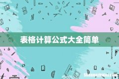 表格计算公式大全简单