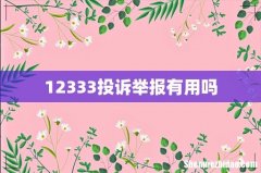 12333投诉举报有用吗