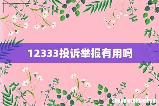 12333投诉举报有用吗