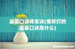 鬼吹灯的盗墓口诀是什么 盗墓口诀寻龙诀