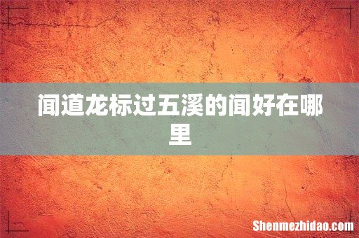 闻道龙标过五溪的闻好在哪里