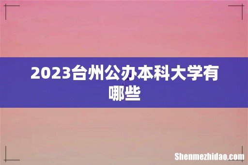 2023台州公办本科大学有哪些