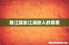 寒江孤影江湖故人的意思
