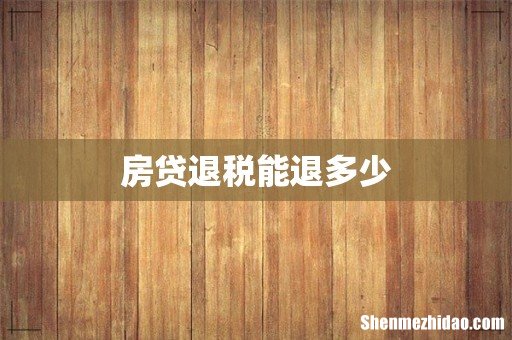 房贷退税能退多少