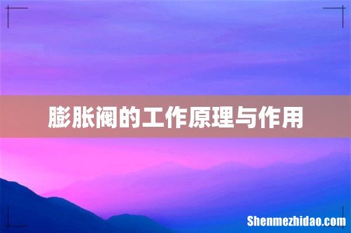 膨胀阀的工作原理与作用