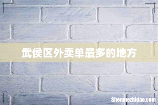 武侯区外卖单最多的地方
