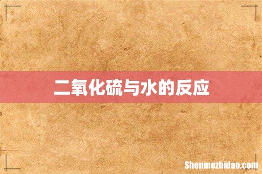 二氧化硫与水的反应