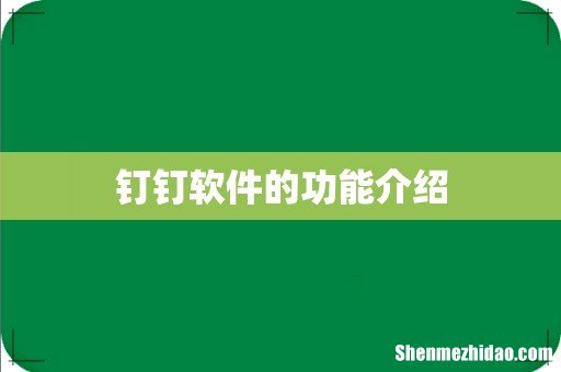 钉钉软件的功能介绍