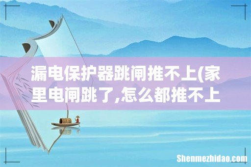 家里电闸跳了,怎么都推不上去,怎么办 漏电保护器跳闸推不上