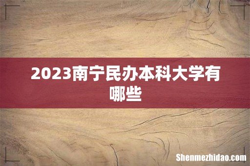 2023南宁民办本科大学有哪些