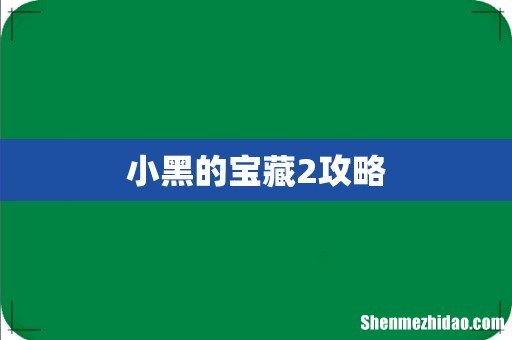 小黑的宝藏2攻略