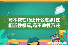 性相近性相远,苟不教性乃迁的翻译是什么？ 苟不教性乃迁什么意思