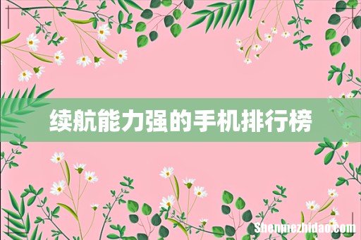 续航能力强的手机排行榜