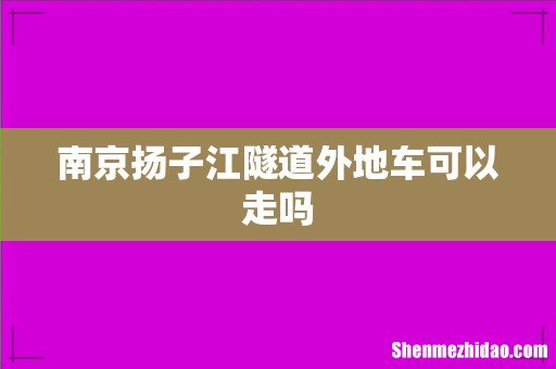 南京扬子江隧道外地车可以走吗