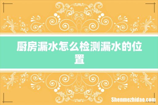 厨房漏水怎么检测漏水的位置